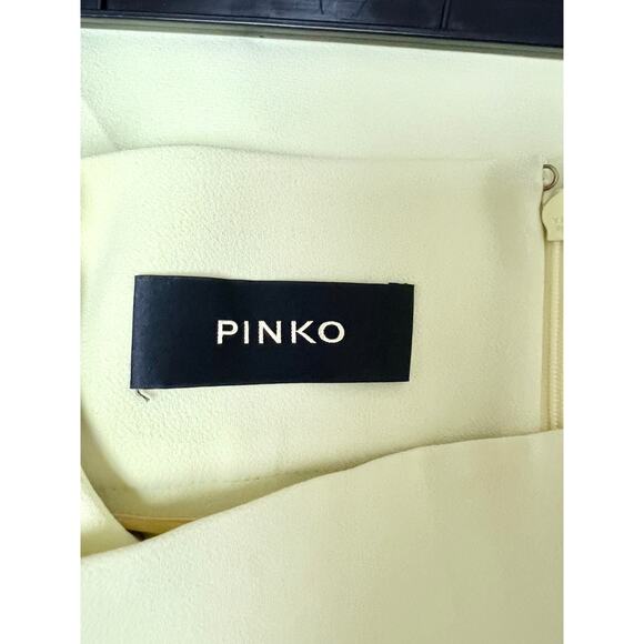 Pinko Natalia High Waisted Pleated Crepe Ankle Trouser Pants Yellow Womens US 4 - Picture 4 of 6